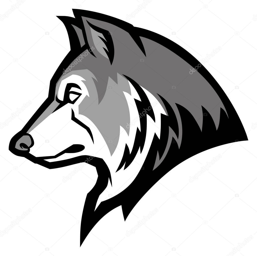 grey wolf head mascot