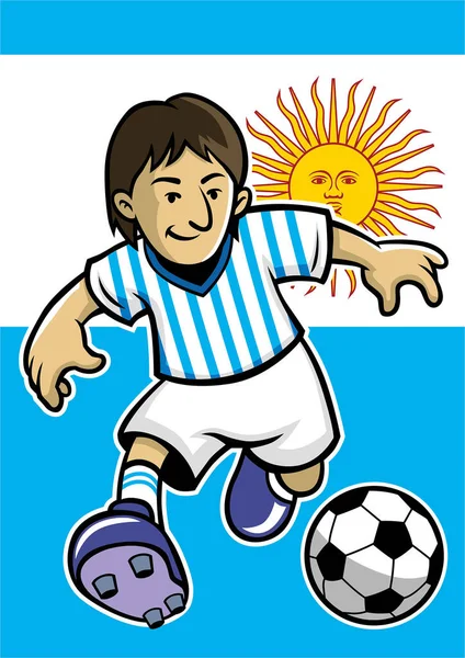 Futbolista Argentina Con Bandera Fondo — Vector de stock