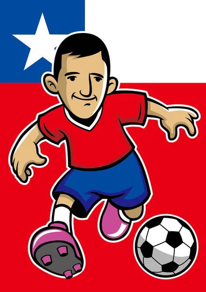 チリサッカー選手 旗の背景 — ストックベクタ