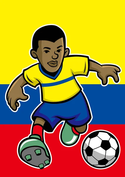 Équateur Footballeur Avec Fond Drapeau — Image vectorielle