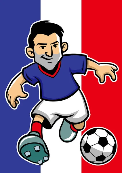 フラグの背景を持つフランスのサッカー選手 — ストックベクタ