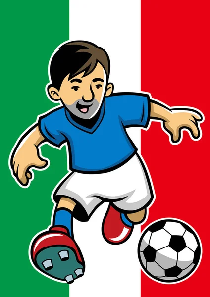 Italie Footballeur Avec Fond Drapeau — Image vectorielle