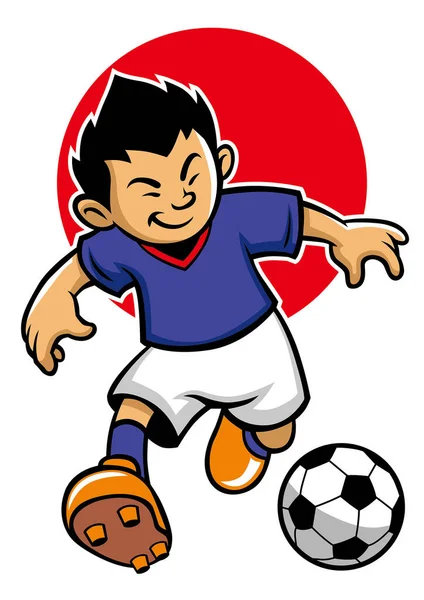 国旗を背景にしたサッカー日本代表 — ストックベクタ