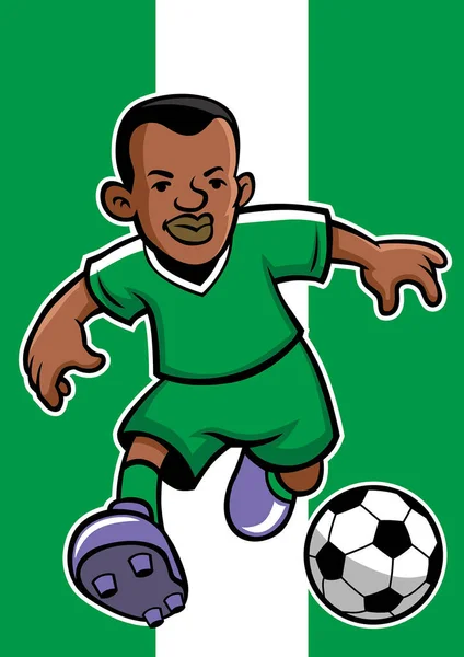 Nigeria Fotbollsspelare Med Flagga Bakgrund — Stock vektor