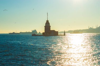 İstanbul, İstanbul ve Marmara 'da İstanbul Boğazı' nın Anadolu kıyılarında balık tutan insanlar. İstanbul 'daki Corniche Parkı' nda deniz kenarında yürüyen insanlar. Bakire Kulesi. İstanbul hindisi. 12,01,2020