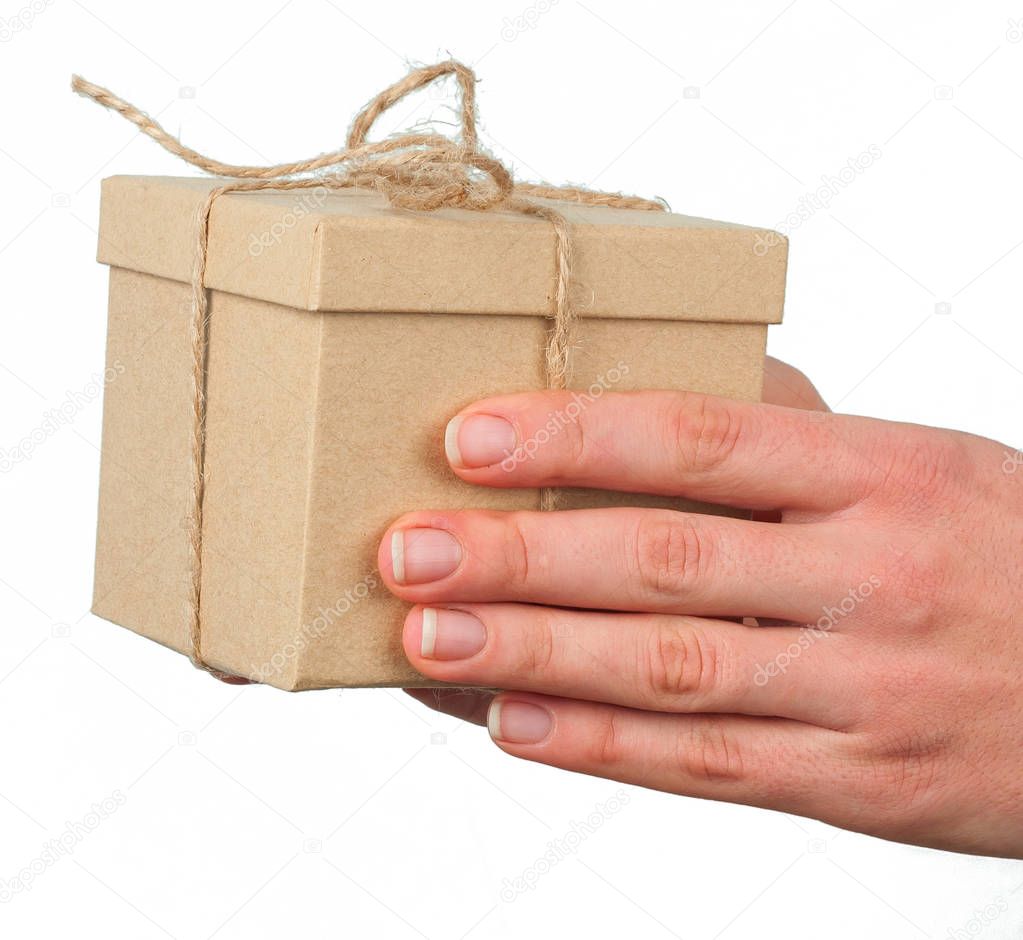 box in hand isolated