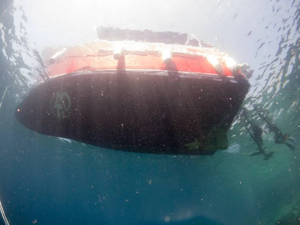 Paysage Sous Marin Avec Plongeur Fond Bateau — Photo