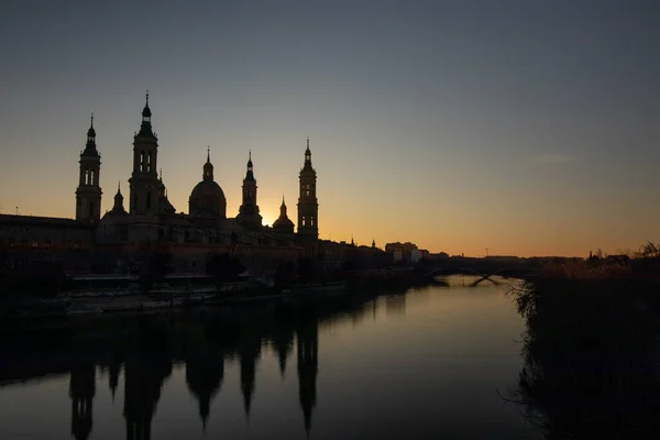 Basílica Pilar Zaragoza Con Río Ebro — Foto de Stock