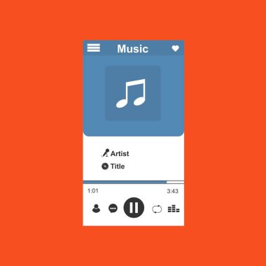 Media player uygulaması, akıllı telefonlar, bilgisayar veya tabletler için düz tasarım şablonu. Temiz ve modern - Vektör