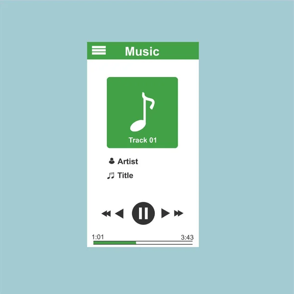 Media player uygulaması, akıllı telefonlar, bilgisayar veya tabletler için düz tasarım şablonu. Temiz ve modern - Vektör