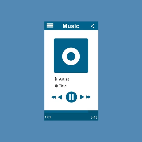 スマートフォン、 PCやタブレット用のフラットデザインスタイルとメディアプレーヤーアプリケーション、アプリテンプレート。クリーンでモダンな- Vector — ストックベクタ