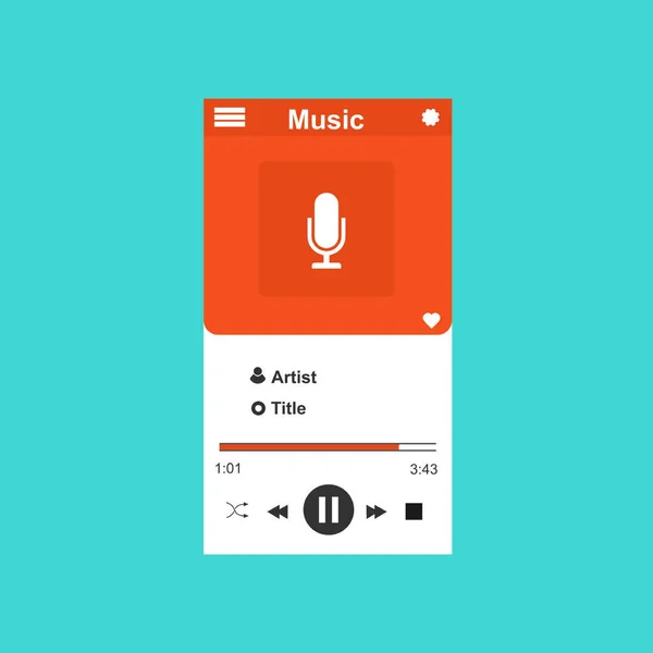 Media player uygulaması, akıllı telefonlar, bilgisayar veya tabletler için düz tasarım şablonu. Temiz ve modern - Vektör