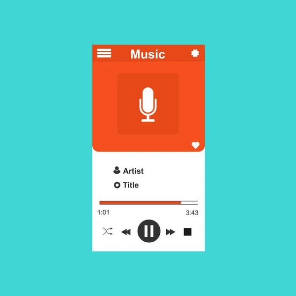 スマートフォン、 PCやタブレット用のフラットデザインスタイルとメディアプレーヤーアプリケーション、アプリテンプレート。クリーンでモダンな- Vector — ストックベクタ