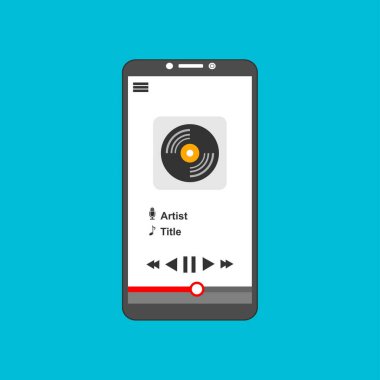 Modern düz tasarımda panel kontrolüyle modern minimalist medya kullanıcı arayüzü - Vektör