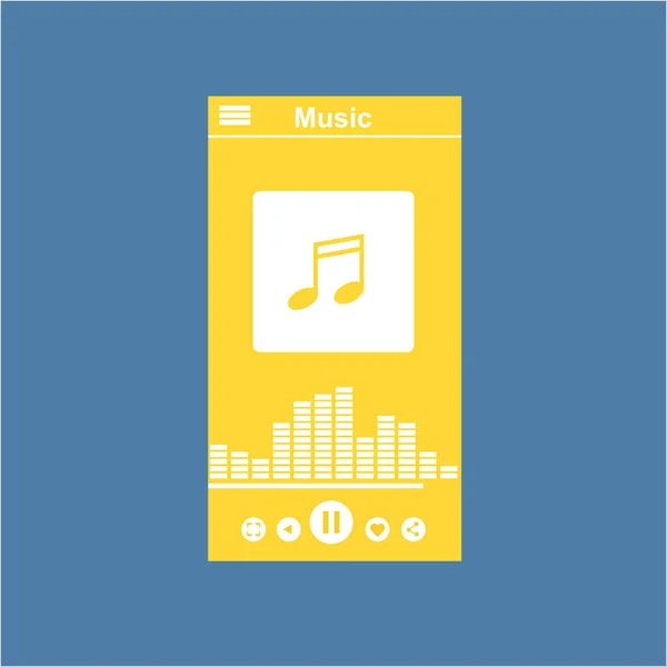 Aplicación de reproductor multimedia, plantilla de aplicación con estilo de diseño plano para teléfonos inteligentes, PC o tabletas. Limpio y moderno - Vector — Vector de stock