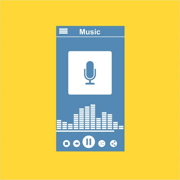 Aplicação de media player, modelo de aplicativo com estilo de design plano para smartphones, PC ou tablets. Limpo e moderno - Vetor — Vetor de Stock