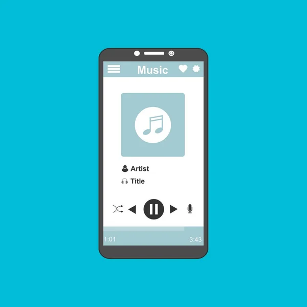 Music Player UI app design, tela do smartphone ilustração vetorial — Vetor de Stock