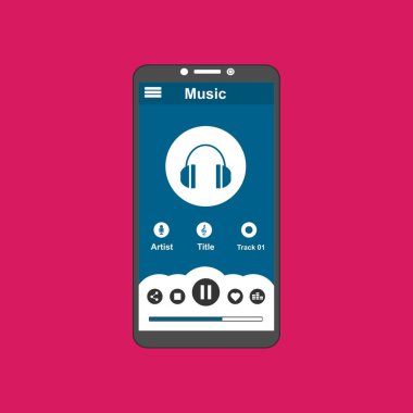 flat design UI elements for website and mobile applications. Music player app vector illustration template
