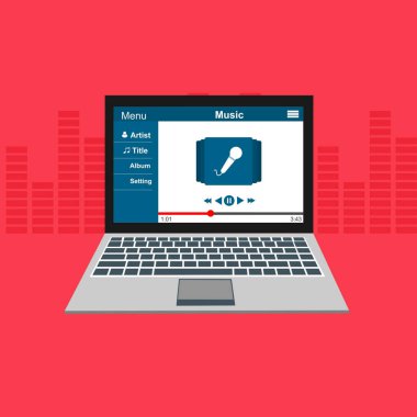 Modern ortam oynatıcı kullanıcı arayüzü modern düz tasarımda panel denetimi ile