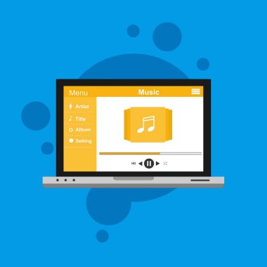Müzik tasarımı. Online kavramı. Medya illüstrasyon