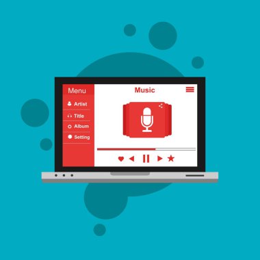 Müzik tasarımı. Online kavramı. Medya illüstrasyon