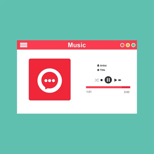 Vector illustration of music player flat design concept. Development interface with UI ,UX design — Stock Vector