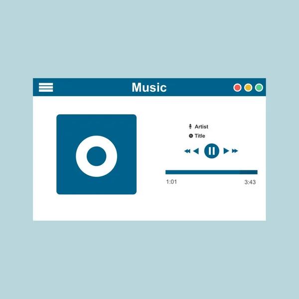 Ilustração vetorial do conceito de design plano do leitor de música. Interface de desenvolvimento com UI, design UX — Vetor de Stock