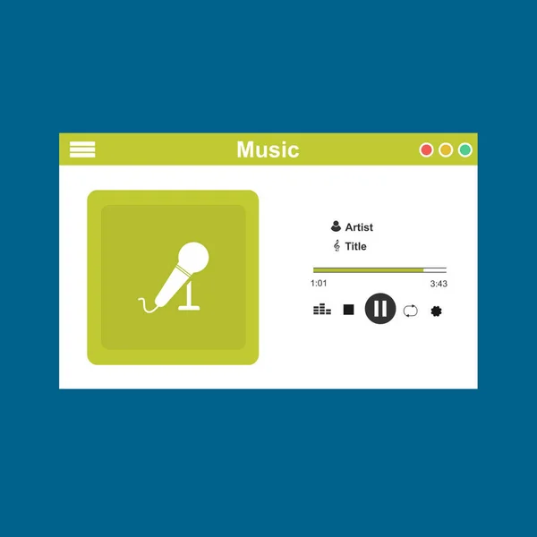 Ilustração vetorial do conceito de design plano do leitor de música. Interface de desenvolvimento com UI, design UX — Vetor de Stock