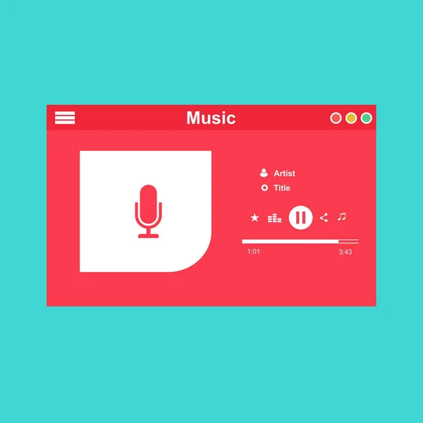 Online FM radio smartphone interface vector template. Mobile music player app page burgundy design layout. Podcast playlist, songs albums listening screen. — ストックベクタ