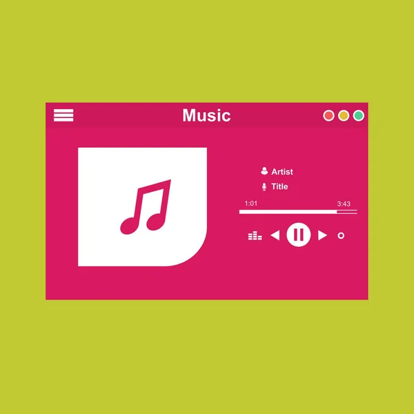 Minimalistisches Designkonzept für mobile Musik-Applikationen isoliert auf farbigem Hintergrund flache Vektorillustration — Stockvektor