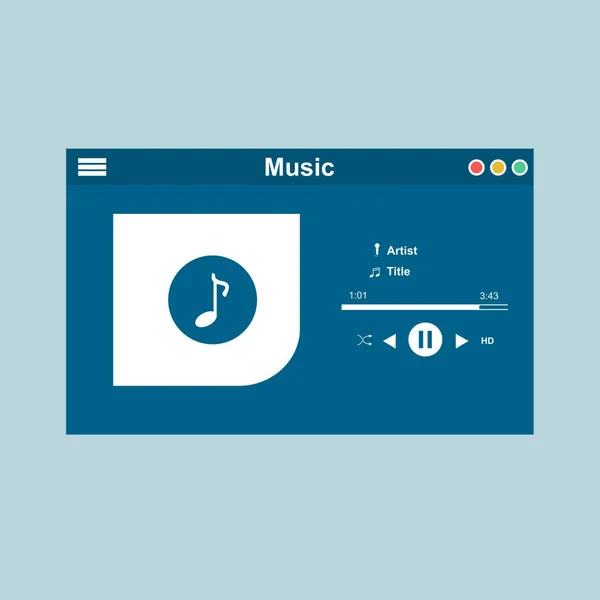 Minimalistisches Designkonzept für mobile Musik-Applikationen isoliert auf farbigem Hintergrund flache Vektorillustration — Stockvektor