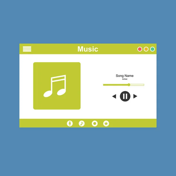 Reprodutor de música online modelo de design de aplicativo móvel. Músicas editáveis player app conceito de design de interface de usuário. Ouça e baixe o aplicativo — Vetor de Stock
