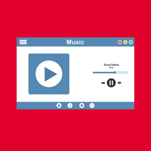 Online-Musik-Player mobile Anwendungsdesign-Vorlage. editierbares Konzept für die Benutzeroberfläche der Musics Player App. App anhören und herunterladen — Stockvektor