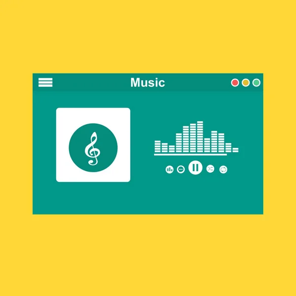 Reprodutor de música online modelo de design de aplicativo móvel. Músicas editáveis player aplicativo design de interface de usuário — Vetor de Stock