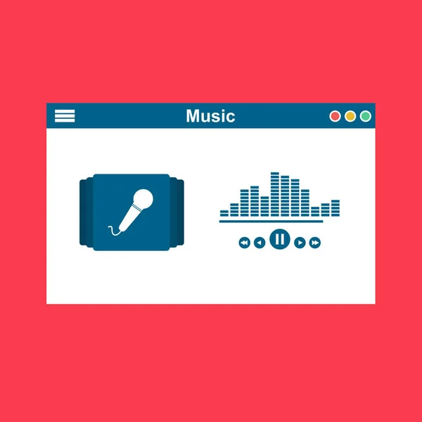 Streaming Musik Vektor Illustration. Online-Broadcast-Service-System zum Hören von Songs ohne Download. Online-Medienwiedergabe mittels drahtloser Cloud-Content-Vorlage — Stockvektor