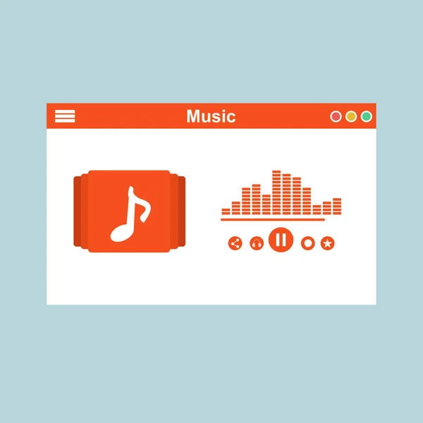 Streaming Musik Vektor Illustration. Online-Broadcast-Service-System zum Hören von Songs ohne Download. Online-Medienwiedergabe mittels drahtloser Cloud-Content-Vorlage — Stockvektor