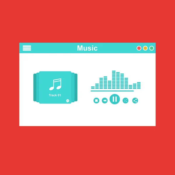 Streaming music vector illustration. Online broadcast service system for song listening without download. Online media playback using wireless cloud content template — ストックベクタ