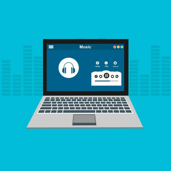 Lecteur de musique moderne modèle de conception d'application mobile. Conception de l'interface utilisateur de l'application de lecteur de musique modifiable. Écouter et télécharger — Image vectorielle