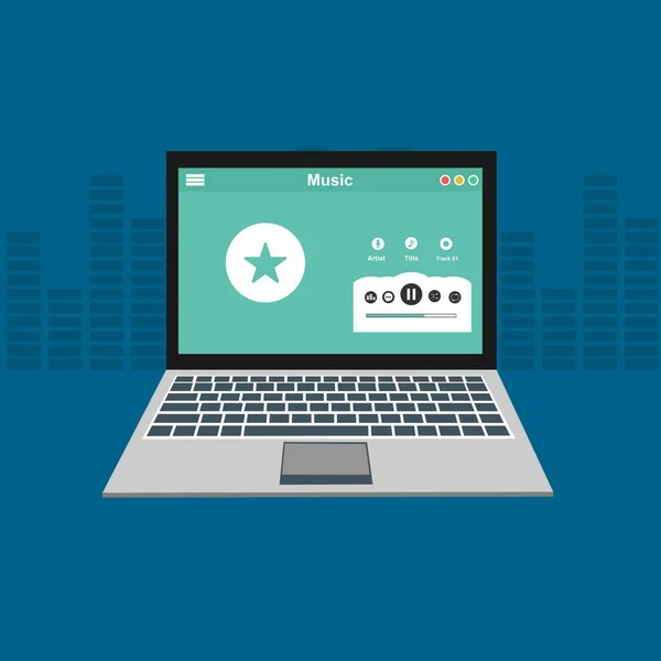 Lecteur de musique moderne modèle de conception d'application mobile. Conception de l'interface utilisateur de l'application de lecteur de musique modifiable. Écouter et télécharger — Image vectorielle