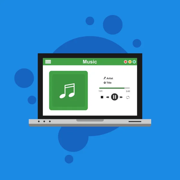 Müzik çalar uygulama arayüzü vektör renk şablonu. Ortam oynatıcı navigasyon ekranı. Düz Ui, Gui.