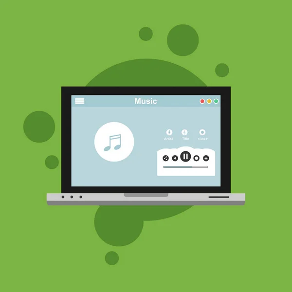 Online muziek entertainment Vector Illustratie Concept Toont een persoon die toegang heeft tot streaming website om hun tijd te genieten, Geschikt voor landing page, ui, web, App — Stockvector
