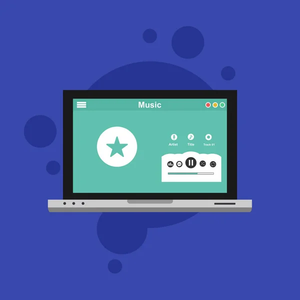 Online Musik underhållning Vektor Illustration Koncept Visar en person som besöker strömmande webbplats för att njuta av sin tid, Lämplig för landningssida, ui, webb, App — Stock vektor