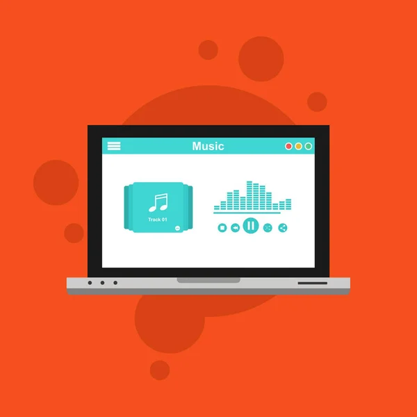 Mobile music application interface design concept isolated on colored background flat vector illustration. Easy to edit and customize. — Stock Vector