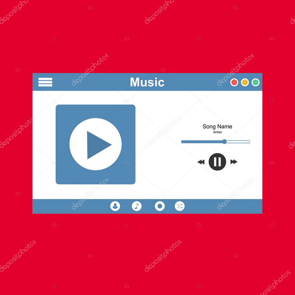 Online music player mobile application design template. Editable musics player app user interface design concept. Listen and download app