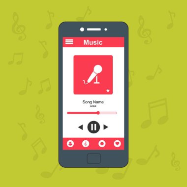 İniş sayfası için çevrimiçi müzik uygulaması, ui, web, Uygulama giriş kartı, editör, broşür ve afiş, eğlence vektörü ilülasyon kavramı