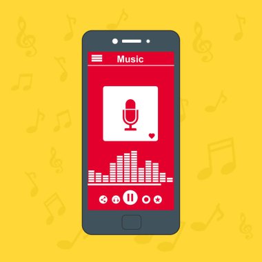 Çevrimiçi müzik çalar mobil uygulama tasarım şablonu