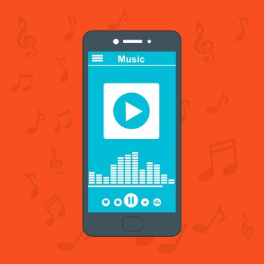 Çevrimiçi müzik çalar mobil uygulama tasarım şablonu