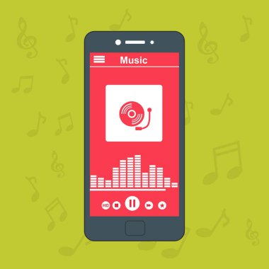 Çevrimiçi müzik çalar mobil uygulama tasarım şablonu