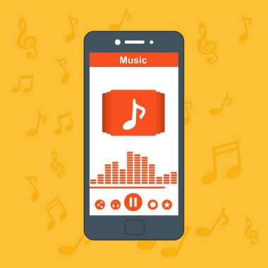 Mobil müzik çalar uygulama tasarım düzeni. Podcast çalma listesi, dinleyen şarkılar. Uygulama için Düz Ui