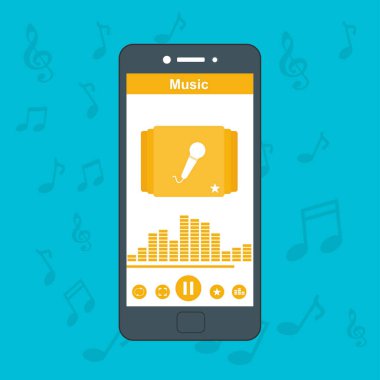 Mobil müzik çalar uygulama tasarım düzeni. Podcast çalma listesi, dinleyen şarkılar. Uygulama için Düz Ui